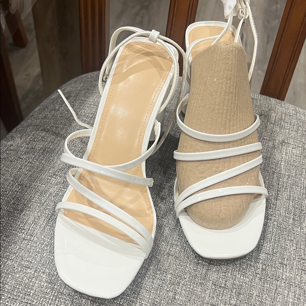 Chic White Strappy Heels
